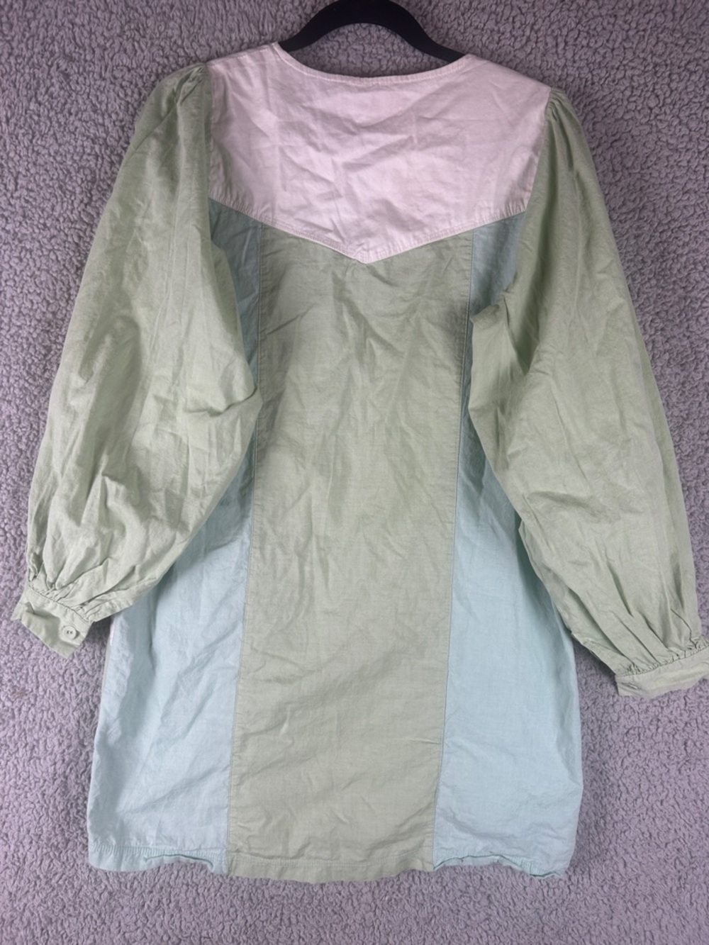 Pomander Place Puff Long Sleeve Button Front Shift Mint Green White Dress Size M - Picture 16 of 16
